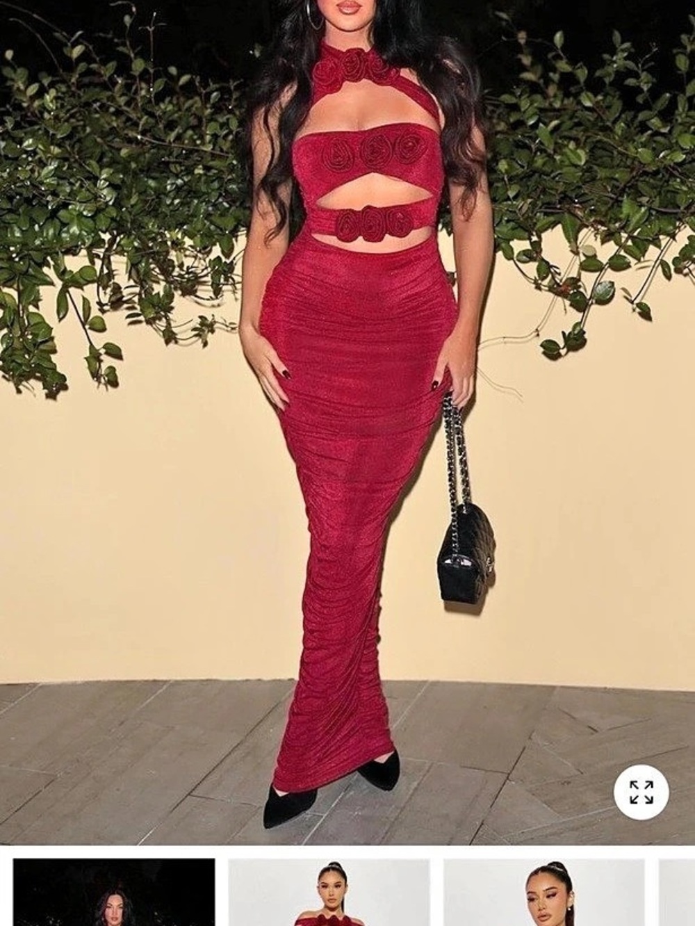 Fashion Nova Ruched Cutout Maxi Dress in Red never worn X large
